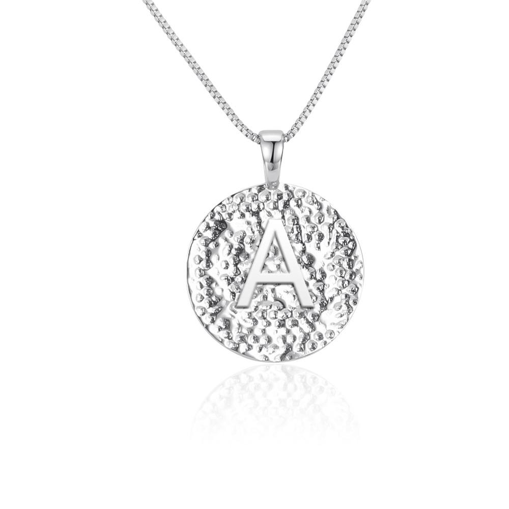

CLUCI Pure 925 Sterling Silver A-Z 26 Initials Letters Charms DIY Women Coin Necklace Pendant Fine Jewelry Gifts SF007SB