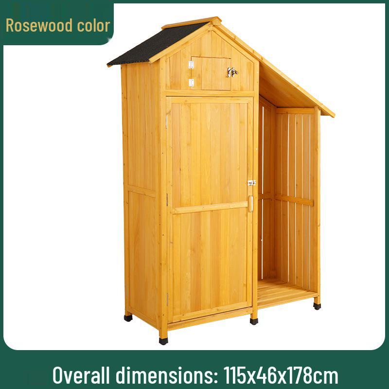 Waterproof Outdoor Wooden Storage Cabinet for Garden Tools - Anti-Corrosion and Sun Protection, Ideal for Courtyard and Balcony Use.