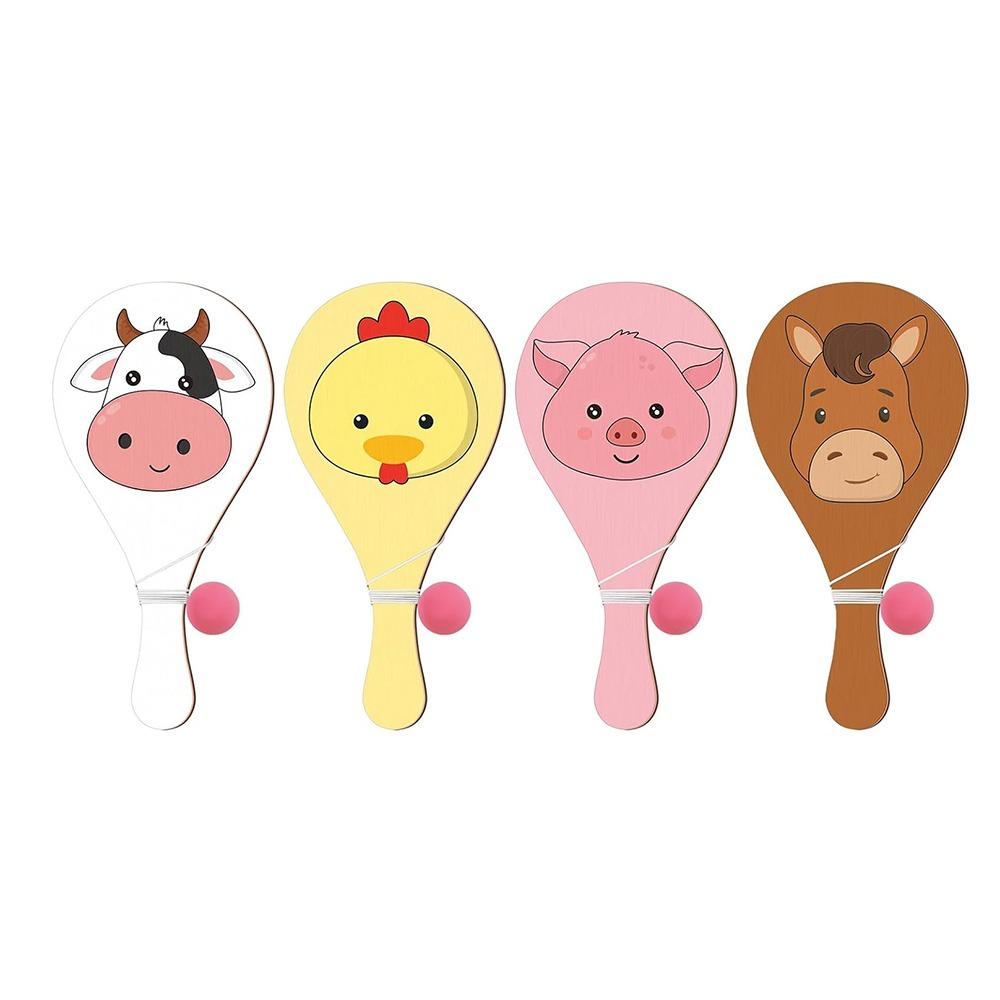 

4Pcs Portable Paddle Ball Game Elastic String Wooden Target Ball Beach Toys Set 2