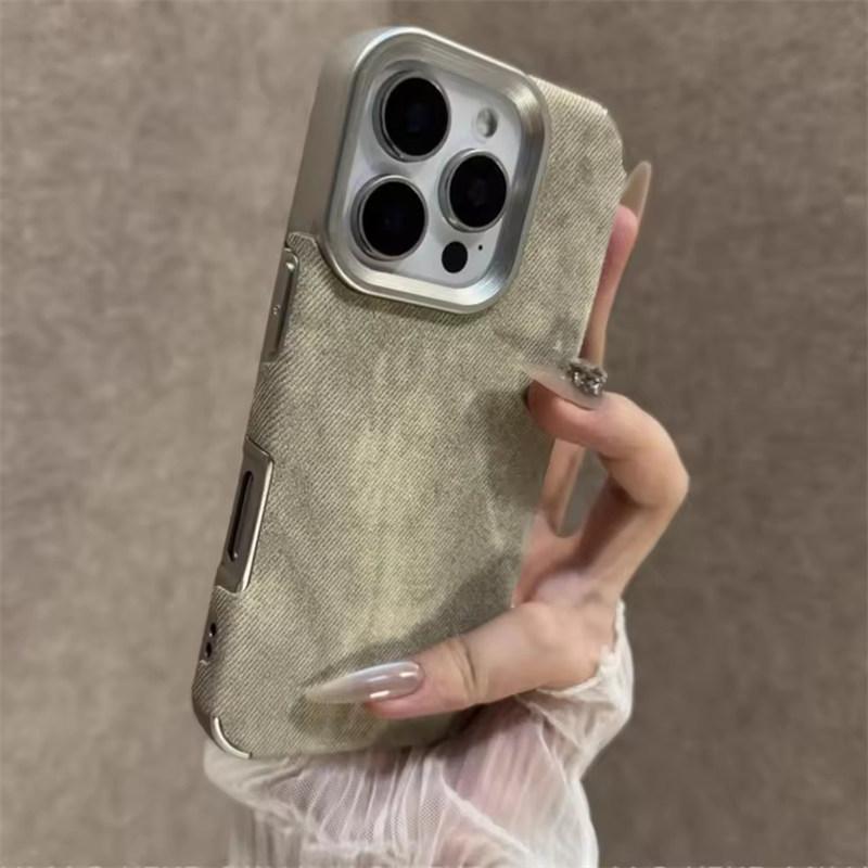 Retro Vintage Cowboy Stoffdeksel til iPhone 17 Air 16 15 14 13 12 11 Pro Max Plus Luksus Jeans Myk Støtfanger Armor Telefondeksel