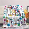 1PC Mr Men Adventure Custom Name Patterned Flannel Blanket Suitable For All Seasons For Home Decor Warmth And Comfort Gifts Holiday Present
