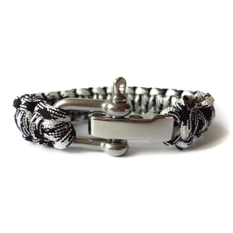 Pulseira de Sobrevivência Ajustável para Homens Mulheres Acampamento ao Ar Livre Emergência Fivela de Aço Inoxidável Pulseira de Paracord