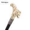 Yellow White Wolf Head Long Handle Decorative Stick Parties Decorative Cane for Halloween Cosplay and Parties Walking Cane 93cm