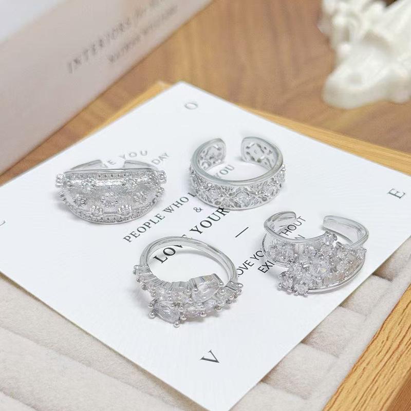 Lace Lace Super Fairy Zircon Cross Ring Light Luxury Niche High Sense Exquisite Stacking Temperament Ring Woman