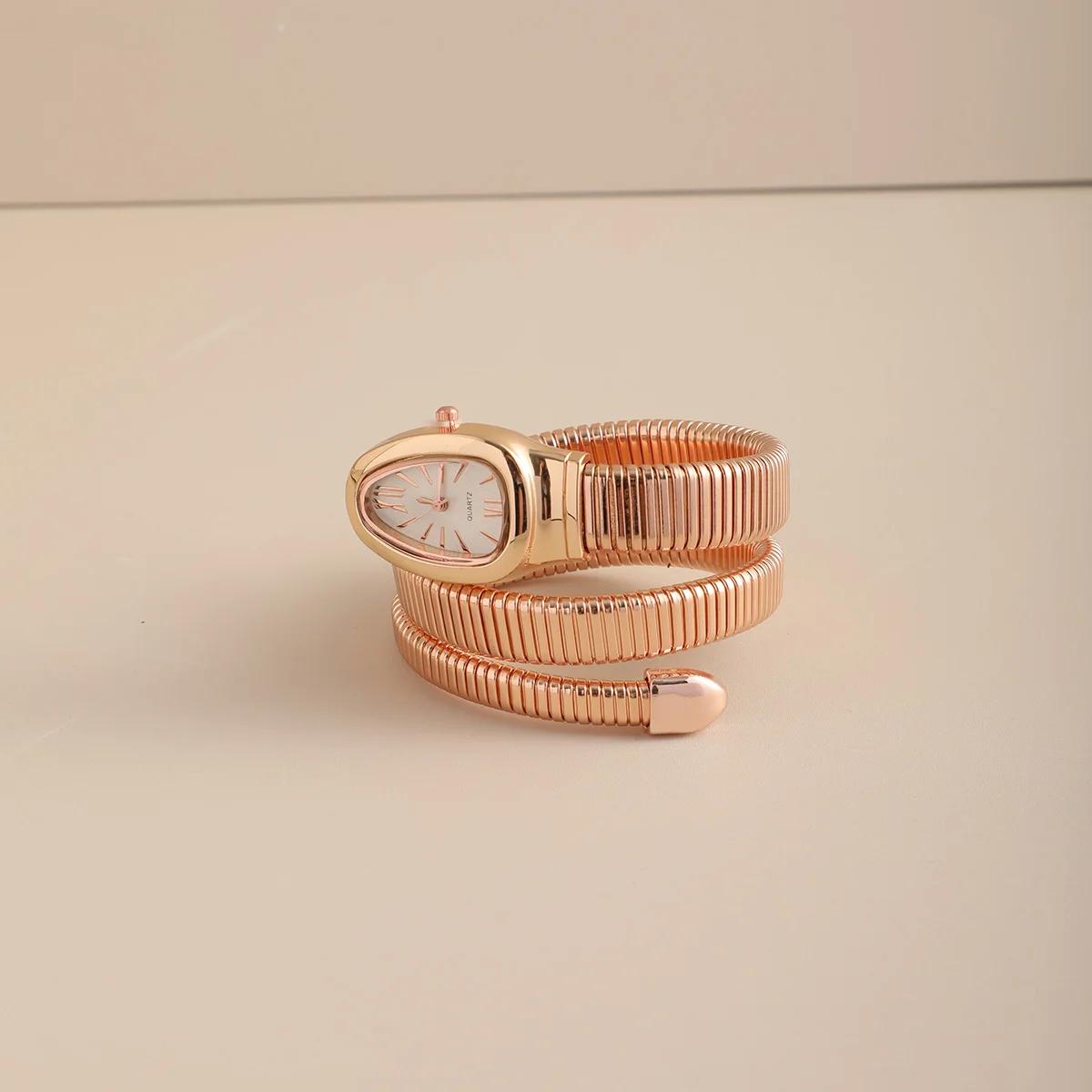 

1pc-Women s diamond-set snakehead alloy case diamond-set fine bracelet quartz watch luxury women s watch ярко-розовый