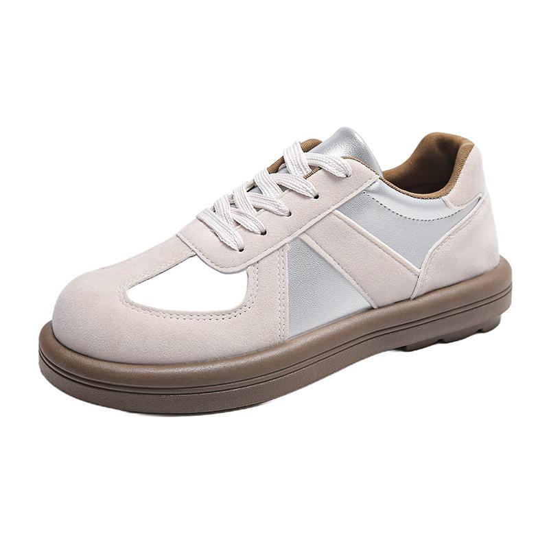 Fashion Women's Sneakers 2024 New Genuine Leather Ladies Moral Training Shoes Casual Spring Flat Shoes Women