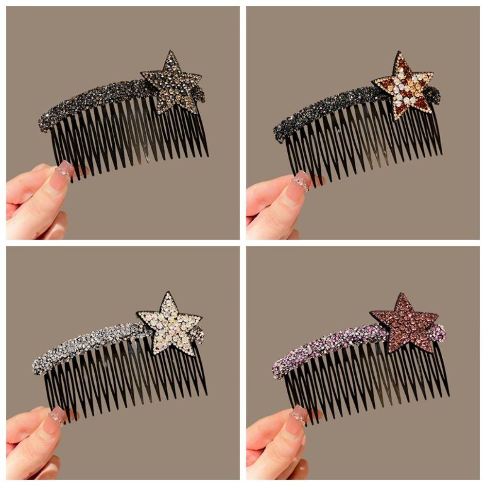 Acrylic Invisible Extra Hair Holder Teeth Extra Hair Holder Rhinestone Star Hair Comb  Daily
