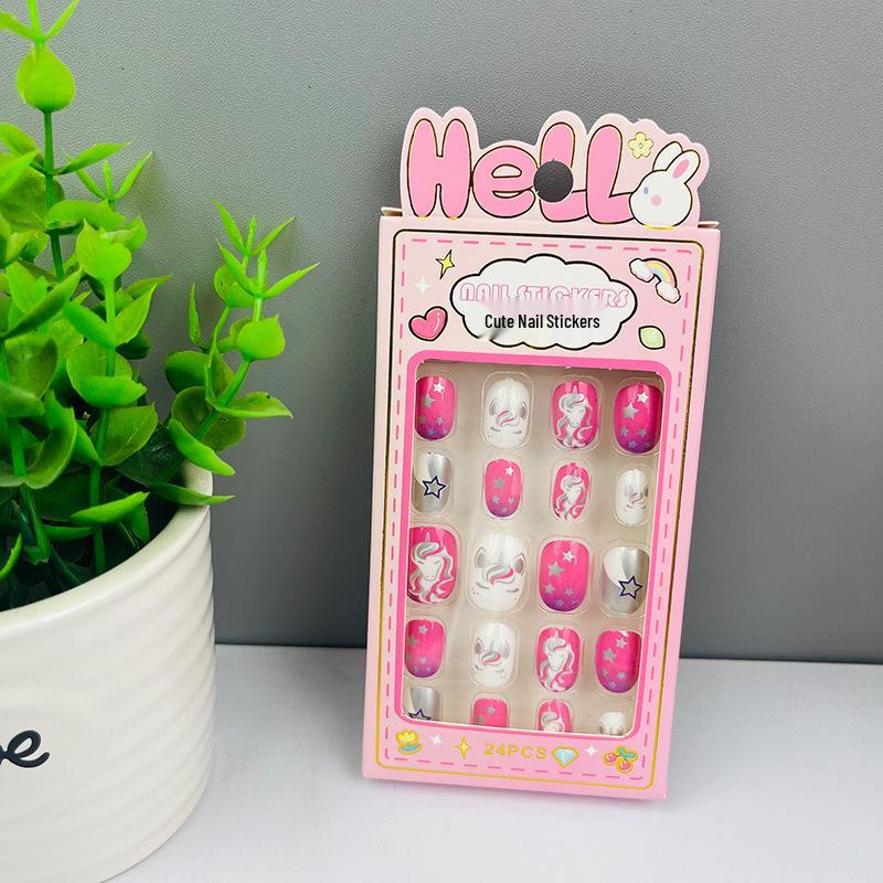Children's Wearable Custom Nail Stickers - Cute European & American Jelly Glue Fingernail Tips