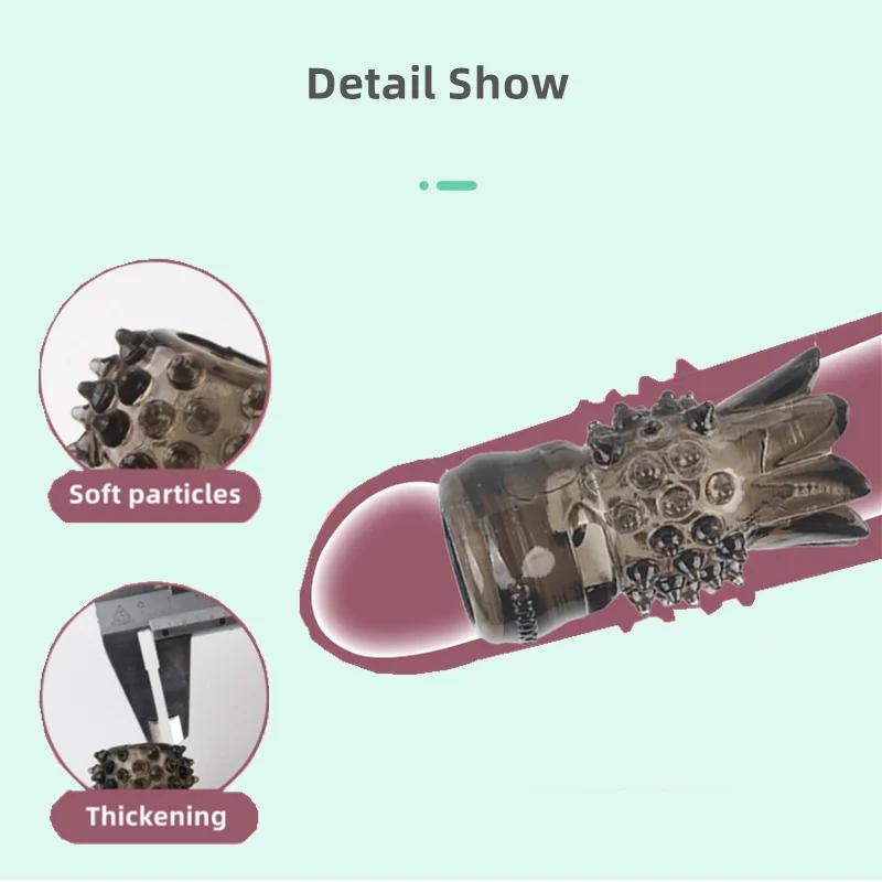 Penis Extender Sleeve Reusable Condoms TPE Glans Spike Dick Enlargement Cock Ring Erection Erotic Sex Toys for Men 18+
