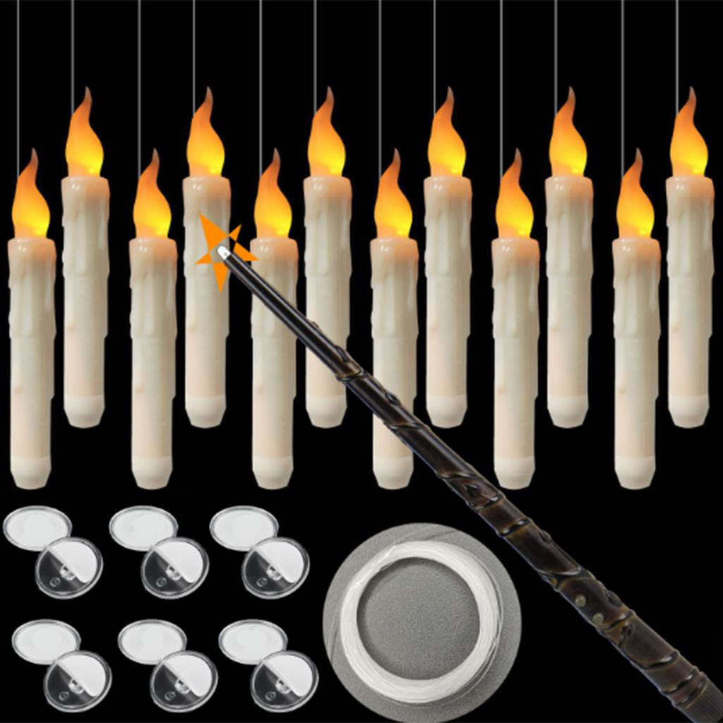 Floating Candles with Wand Flickering Warm Light Flameless Floating LED Candle Battery Operated Candle Set for Party