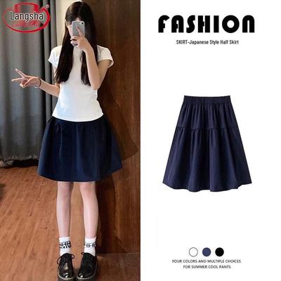 Women's College Style Pleated A-Line High-Waist Skirt
