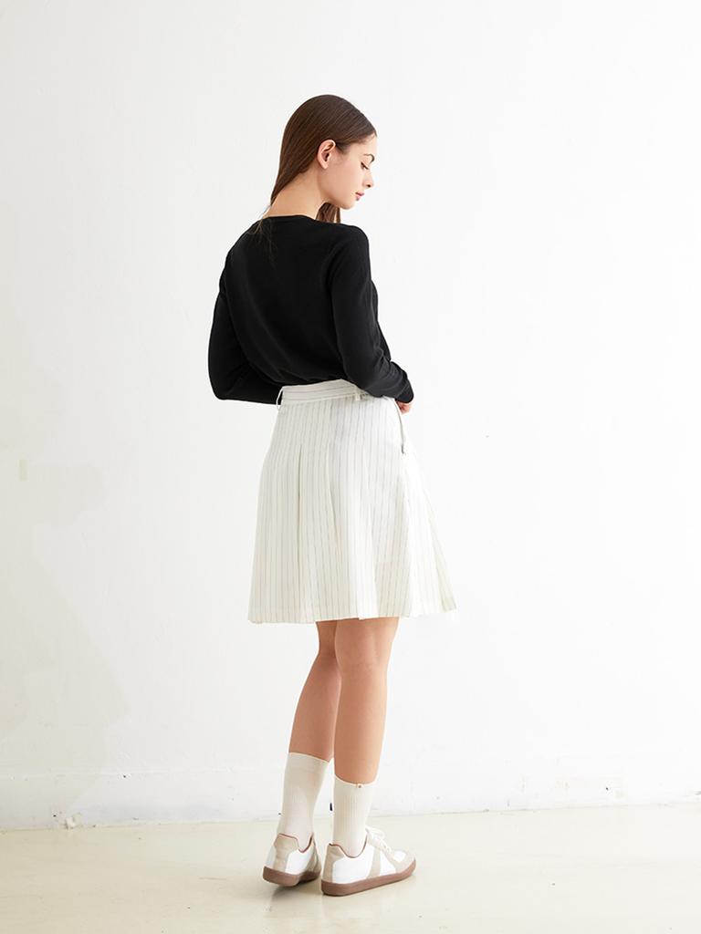 Nitina Striped Pleated Skirt Iv