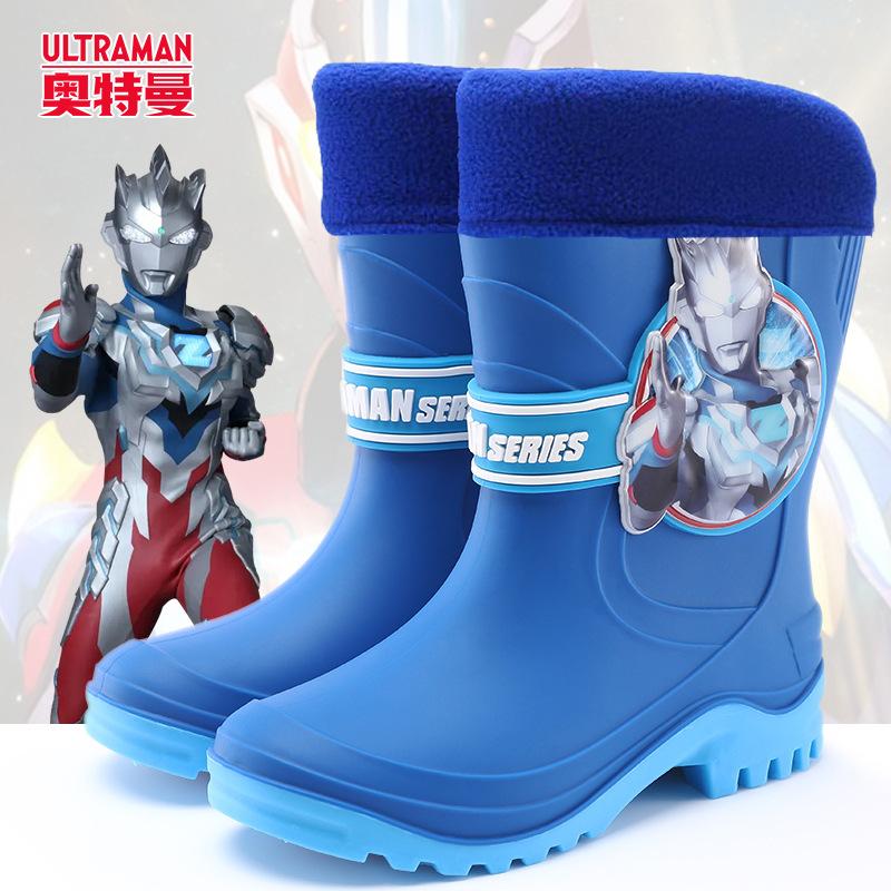 Ye Luoli High Tube Rain Boots Four Seasons3-7Year-old Rubber Boots Kindergarten Rain Boots for Girls, Big Kids, Fleece-lined Cartoon Water Shoes for