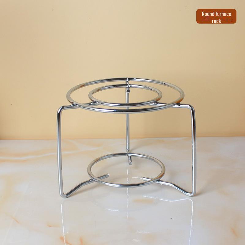 Metal Coffee Pot Stove Rack with Alcohol Lamp – Round Moka Rack for Teapot or Flower Holder
