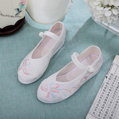 Higan Flower, Inner Height Increase of 3 Cm, New Antique Series Flat Heel Round Head Low Top Embroidered Shoes Hanfu Shoes