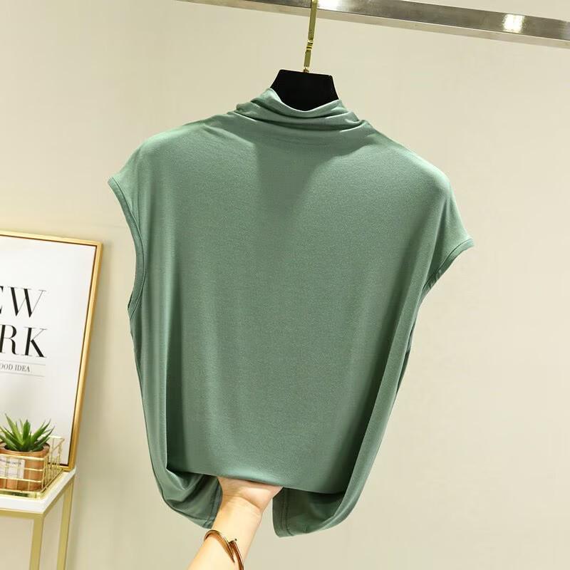 Großformat Modal Damen Hochgeschlossenes Ärmelloses Locker Geschnittenes Schlankmachendes Shirt - Frühling/Sommer