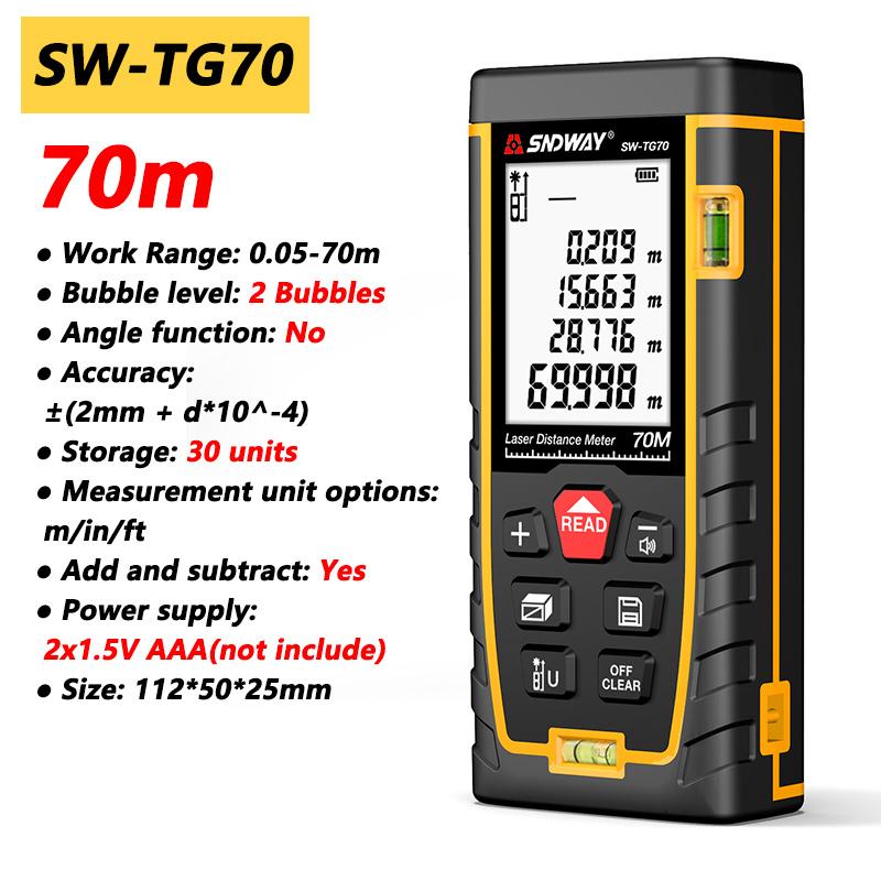 Pofessional Laser Distance Meter 50m 70m 100m 120m Rangefinder High Accuracy Digital Range Finder Build Measure Device