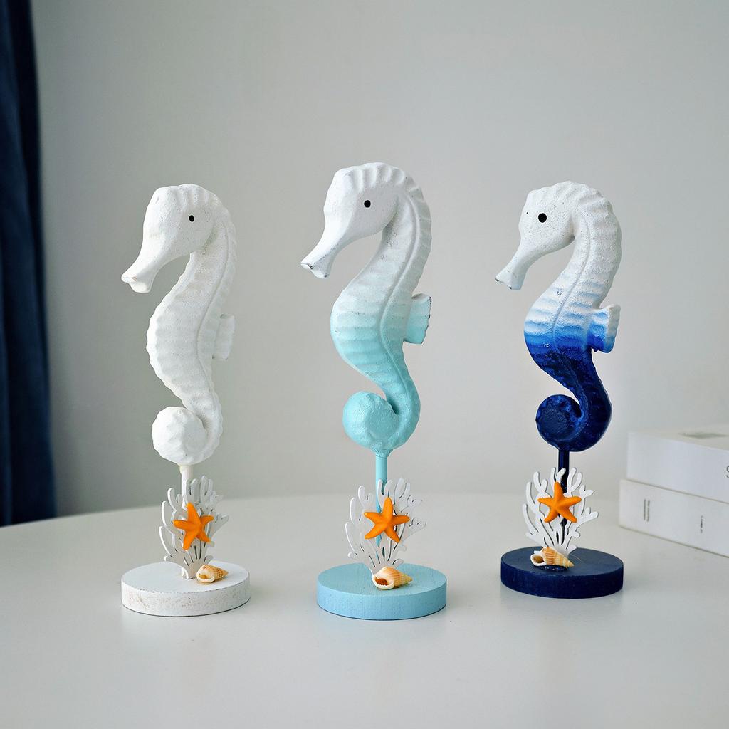 Mediterranean Style Seahorse Decoration Ornaments Crafts Marine Style Home Office Desktop Desk Decor Ornament Kids Gift