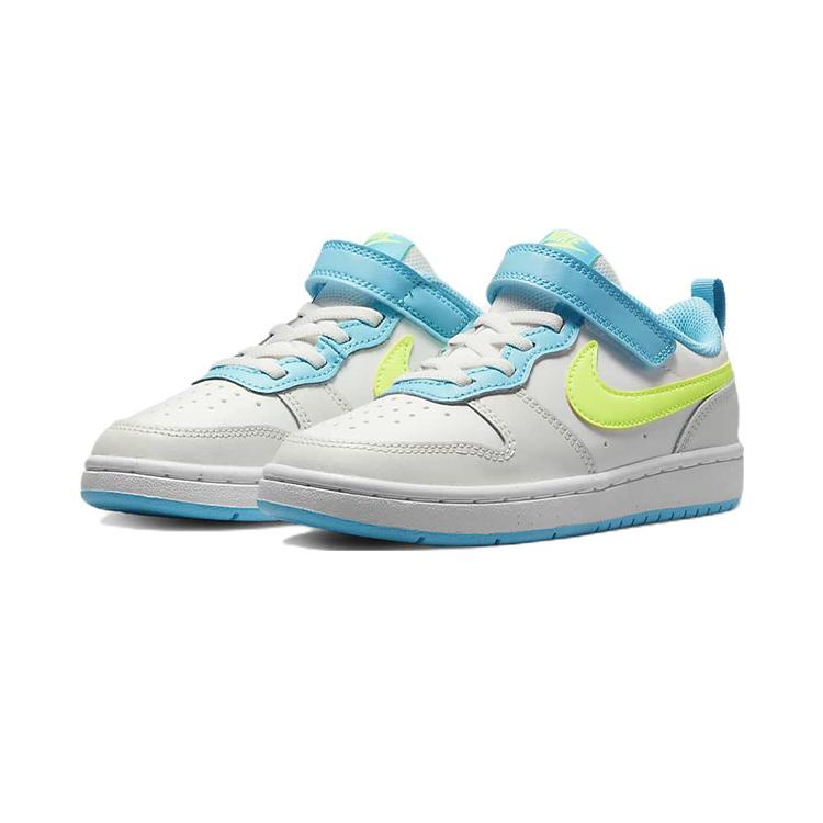 New Nike Court Borough Low 2 PS 'White Baltic Blue Volt' BQ5451-122
