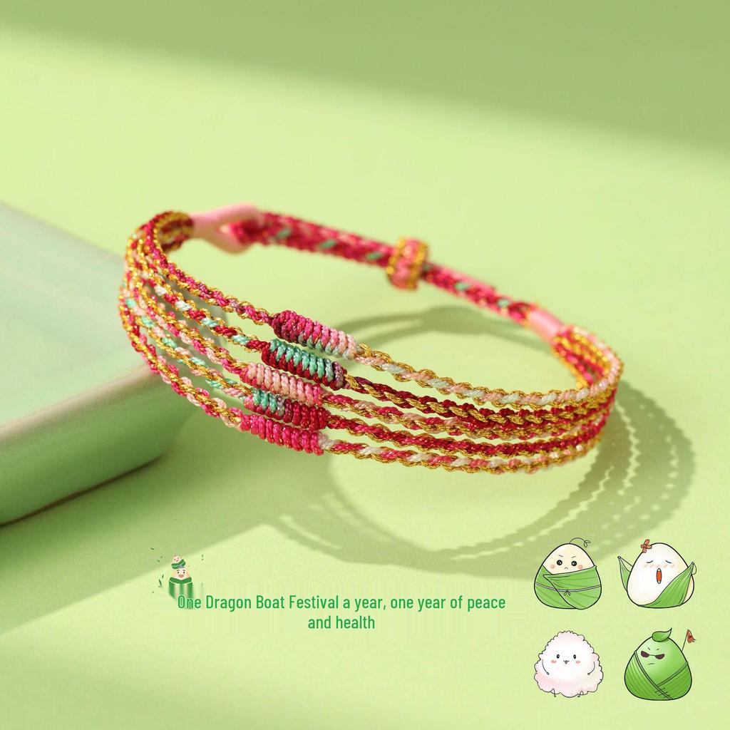 Ethnic Style Hand-Woven Five-Color Thread Bracelet for Adults & Children - Dragon Boat Festival Gift