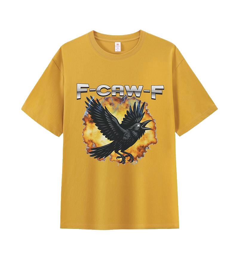 F-Caw-F Crow Bird Ironic Sarcastic Animal Funny T-shirt Men Women Vintage Oversized Clothing T-shirts Fashion O-Neck Cotton Tees