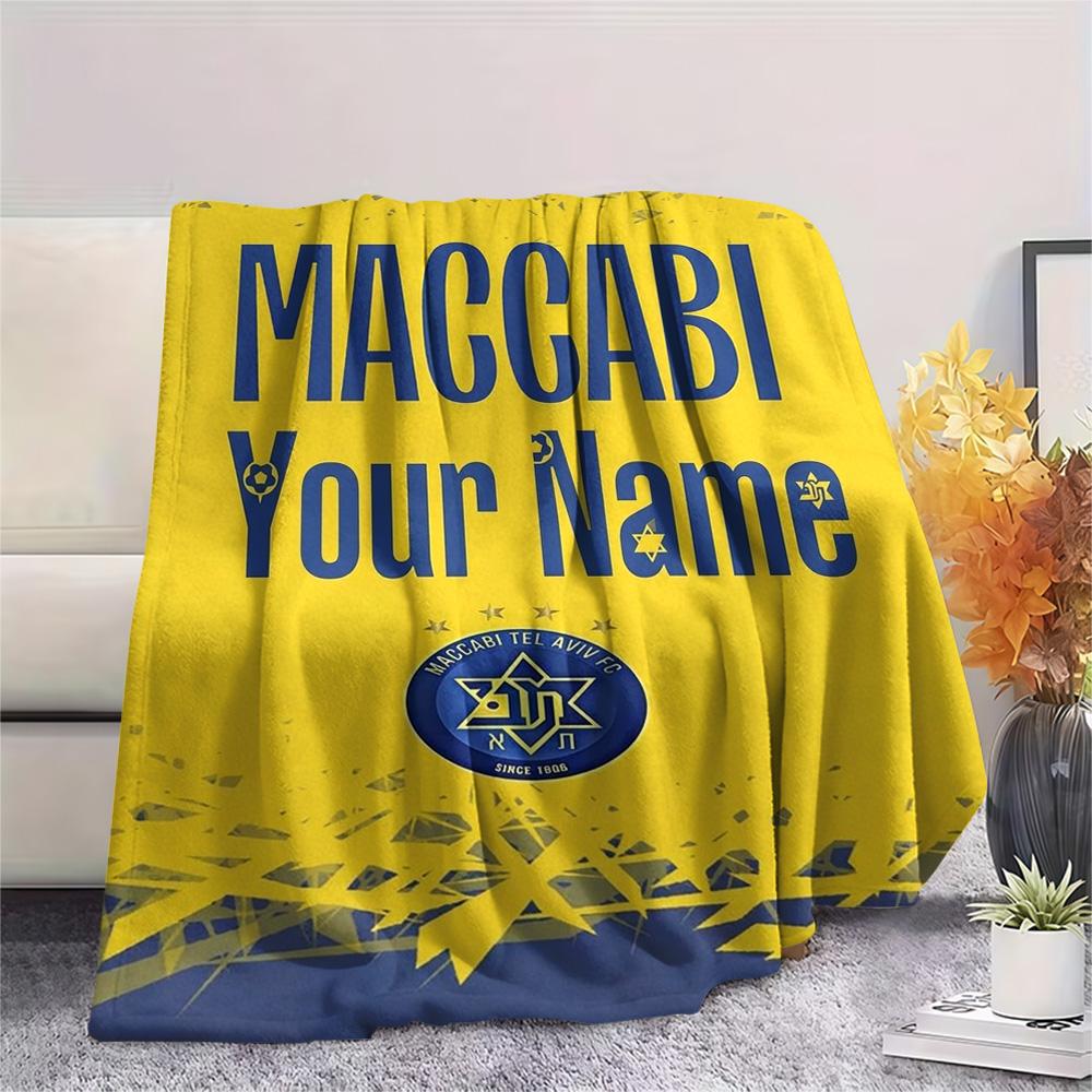1 Stück Maccabi Fanartikel Benutzerdefinierter Name Gemustert Flanelldecke Geeignet Für Alle Jahreszeiten Für Heimdekoration Wärme Und Komfort Geschenke Feiertagsgeschenk