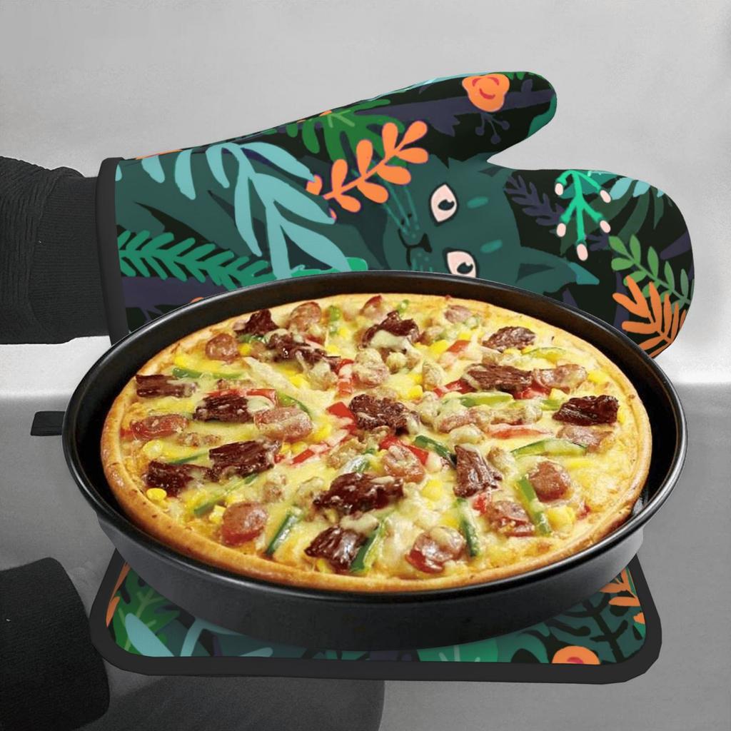 Cat Oven Heat Insulated Gloves Pot Holders Anti-scalding Hot Resistant Kitchen Mitts For Cooking Baking Kitchen Accessories