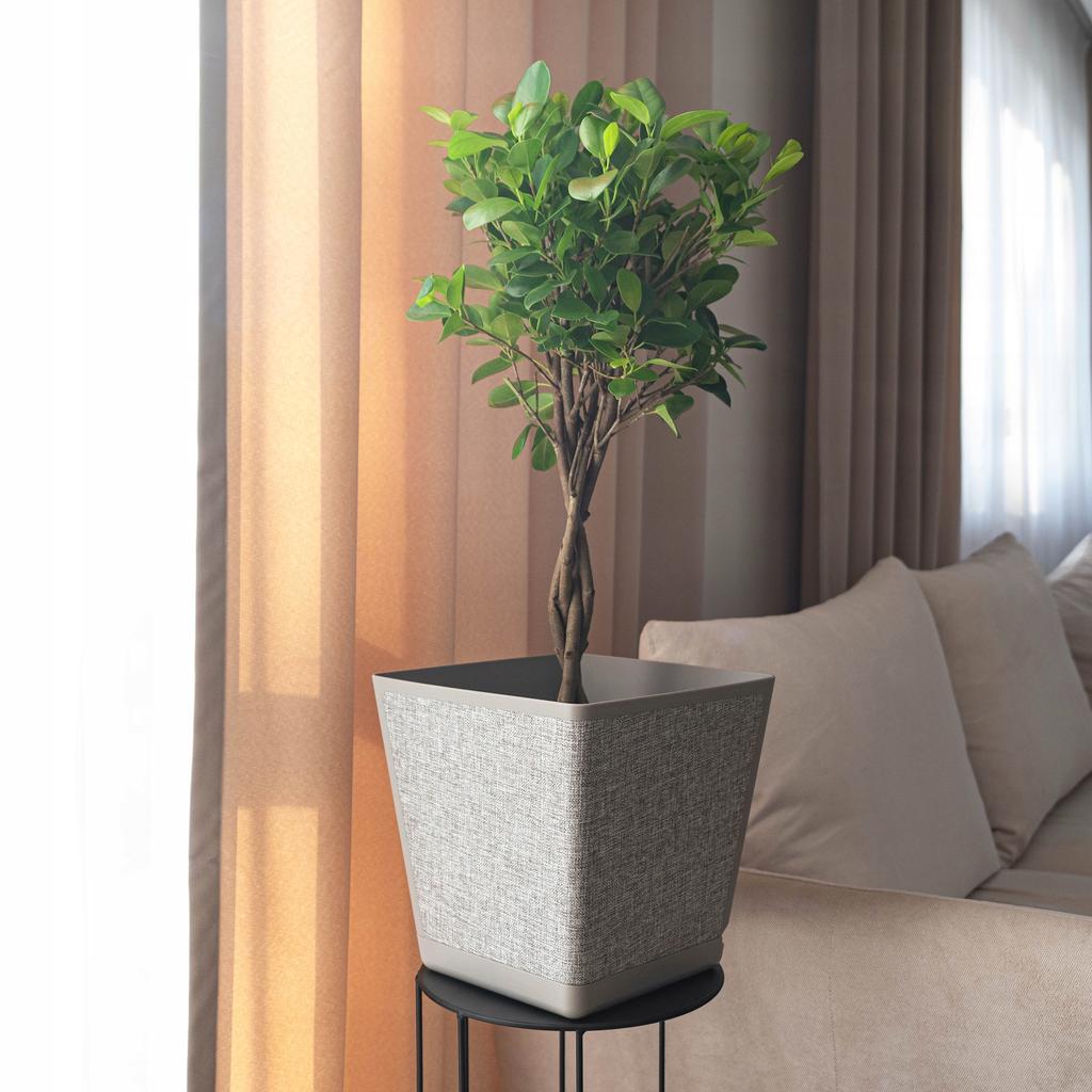 KADAX Květináč Květináč Na Květiny Obal Plastový 18cm Taupe S Podstavcem