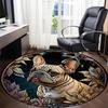 1PC Stained Glass Bulldog Office Round Area Rug,  Mat Suitable ForOffice, Under Office Chairs Bedroom Living Room Home Decor, Room Deco