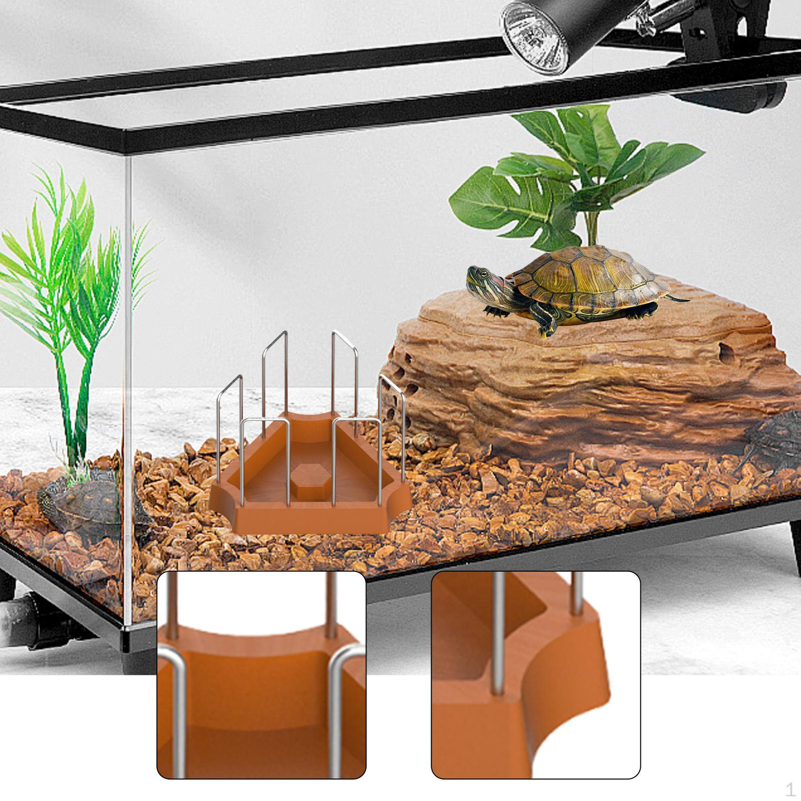 

Tortoise Feeding Dish Drinking Tray Turtle Tank Food Bowl Water Plate for Semi Aquatic коричневий