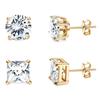 4 pair Stud Earrings for Women Men Gold Plated Hypoallergenic Silver Post Earrings Big Brilliant Simulated Diamond