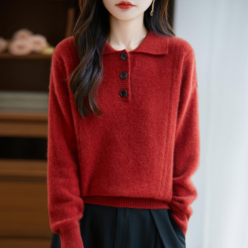 Women's cashmere sweater Qinghe cashmere 30% cashmere 70% wool autumn and winter pullover warm and fashionable