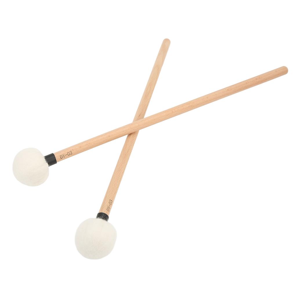 2Pcs Drum Mallet Felt Head Wooden Handle Non Slip Instrument Accessory Set Kit for PlayingBlack