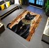 Egyptian Black Cat Rectangle Carpet Ancient Hieroglyph Stained Glass Cat Lover Home Decor Mat Non Slip Floor Rug Bedroom