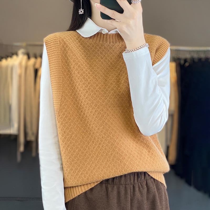 Women's Cashmere Vest Qinghe Cashmere 30% Cashmere 70% Wool Women's Autumn and Winter Cashmere Vest Soft and Warm
