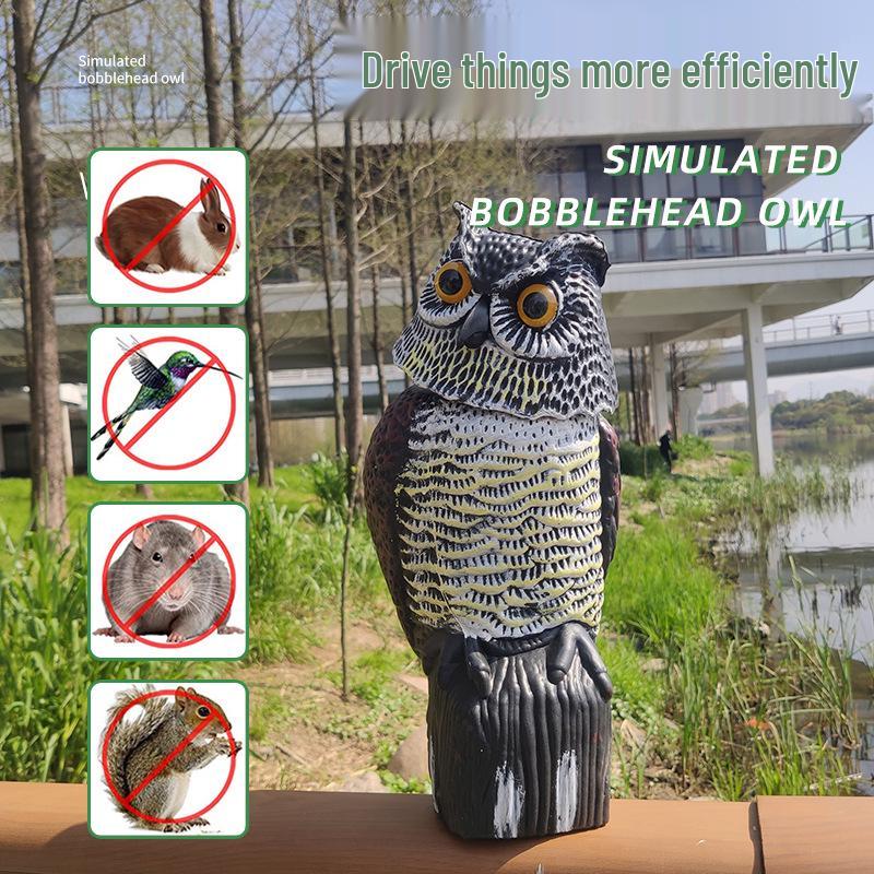360° Rotating Owl Garden Ornament: Realistic Outdoor Bird Decoy