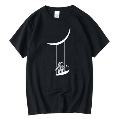 Herren T-Shirt 100% Baumwolle Kurzarm Lustiger Astronauten-Print Herren T-Shirt Lässig Sommer Locker T-Shirts Herren O-Ausschnitt Herren T-Shirt