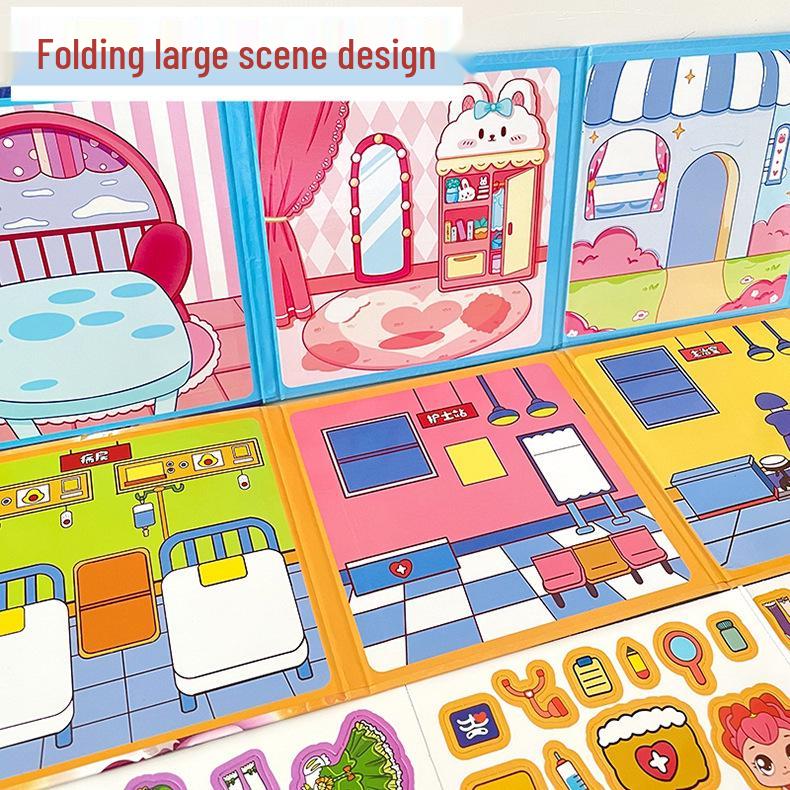 Magnetic Quiet Book: Handmade DIY Dress-up Toy for Girls, 18cm with No-Cut Stickers