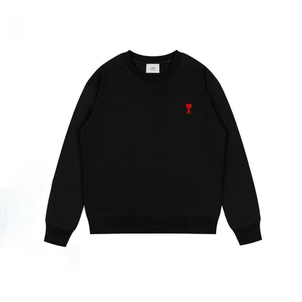 Felpa con Cappuccio Casual da Uomo con Ricamo a Forma di Cuore d'Amore - Vestibilità Larga, Manica Lunga, Girocollo, Colore Unito per Coppie