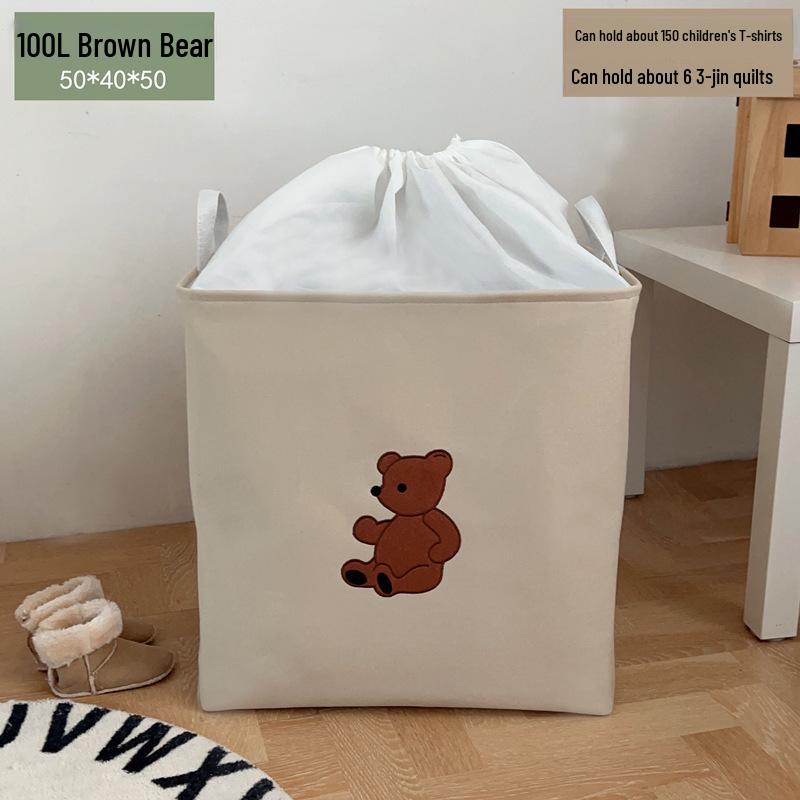 Large-Capacity Cartoon Fabric Storage Box for Toys & Clothes - Dustproof & Portable Wardrobe Organizer