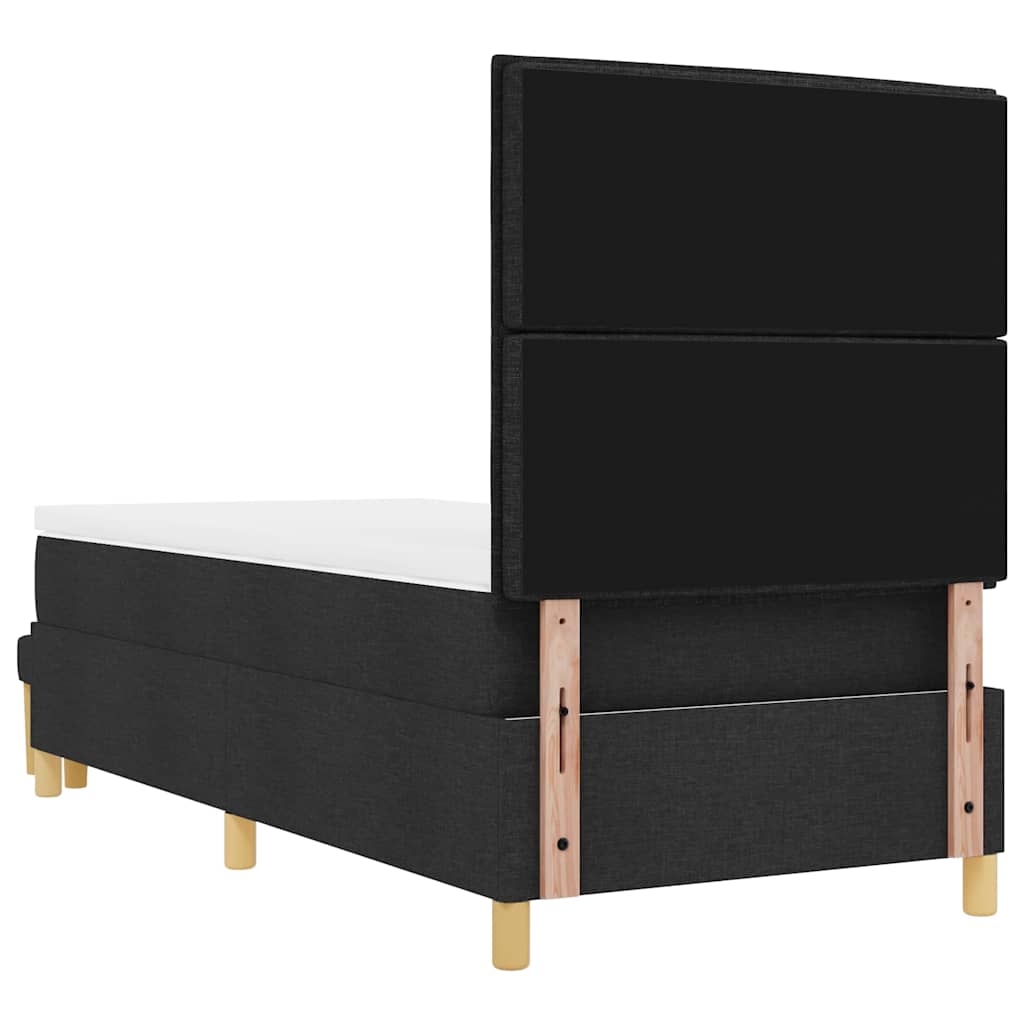 Box Spring Bed with Headboard Black 200 x 90 cm Fabric
