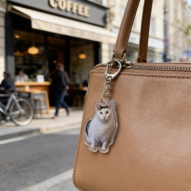 1PC Acrylic Cute Keychains Cats 2D Flat Backpack Ornament Accessories Cat Key Rings Creative Animal Key Holders Funny