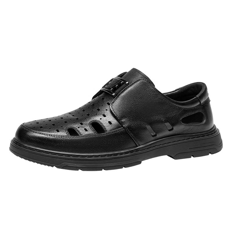 MONTAGUT Men s Hollow Breathable Leather Shoes 40 (250mm) чёрный