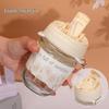 Pearl Bracelet Glass Water Bottle with Straw
