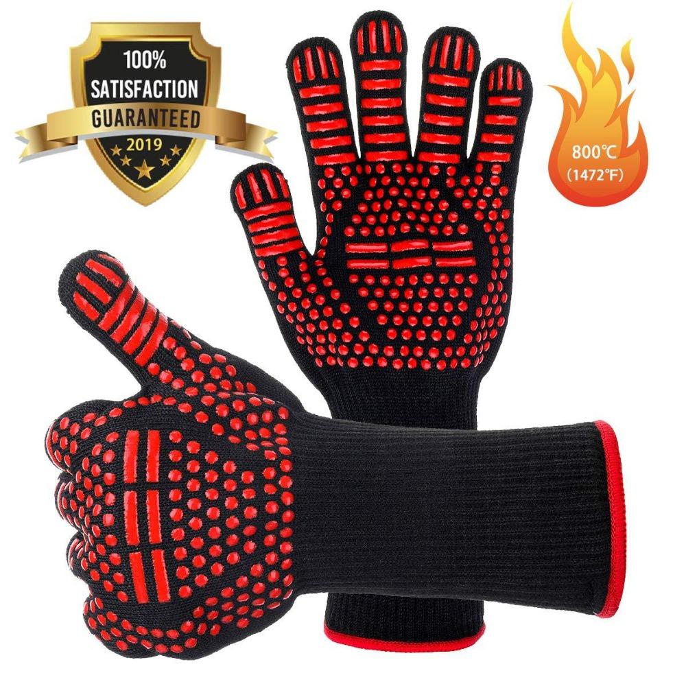 High Temperature Resistant 500/800 Degree Microwave Oven Silicone Non-slip Gloves, Heat Insulated Barbecue Oven Gloves