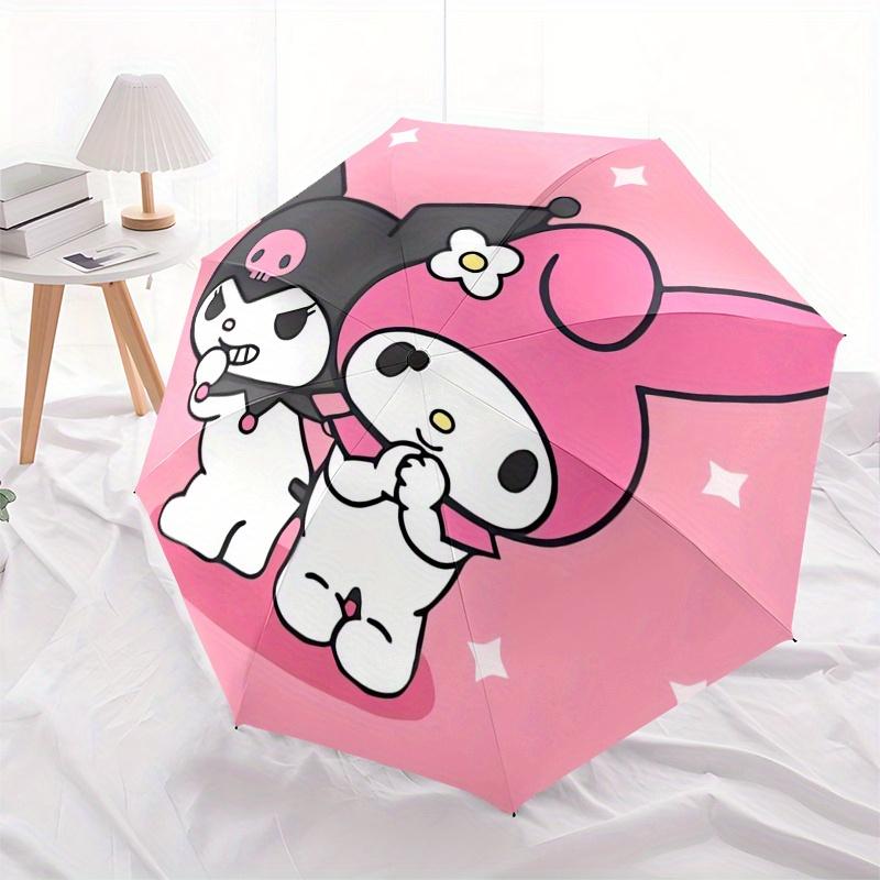 Kuromi, My Melody Automatic Opening and Closing Parasol Compact Travel Umbrella with 8 Ribs for Women and Men Ideal Birthday/Christmas Gift,