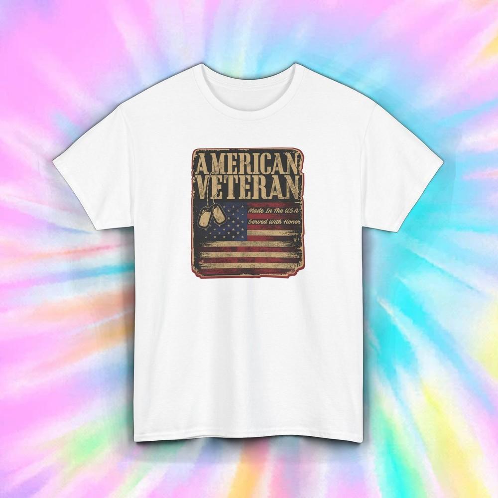 

American Veteran USA Flag Military Patriotic Soldier T-Shirt S-5XL L