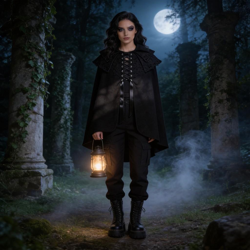 Gothic Cosplay Cape With Polyester Material For Stage Costume And Roleplaying