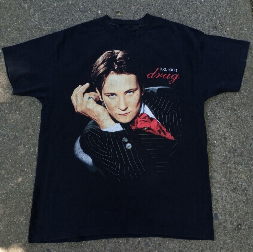 

SALE Vtg K.D. Lang Music Lover Cotton Black T Shirt All Size Men Women Unisex T-Shirt XL
