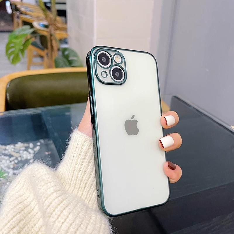 Electroplating transparent matte suitable for iPhone16promax mobile phone case Apple 15 soft case tpu14 fine hole anti-drop